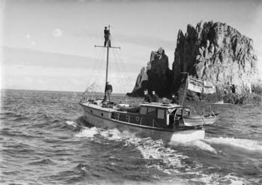 Patrol vessel Lady Gay's role in the early days of WW2 was to patrol the inner areas of the Hauraki Gulf and the Waitemata Harbour. In this photograph she is seen near Poor Knights Island during an outer patrol of the Hauraki Gulf ca. 1942. Image: 2013.70.306 Patrol vessel Lady Gay's role in the early days of WW2 was to patrol the inner areas of the Hauraki Gulf and the Waitemata Harbour. In this photograph she is seen near Poor Knights Island during an outer patrol of the Hauraki Gulf ca. 1942.