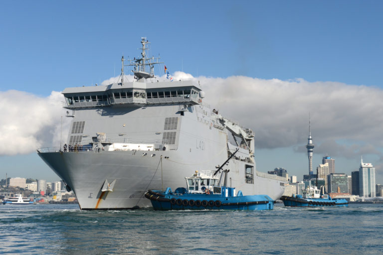 HMNZS Canterbury departs Devonport Naval Base for the Solomon Islands