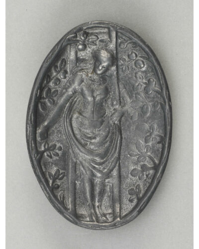 2013.21.1, Metal Ashtray. Front view.