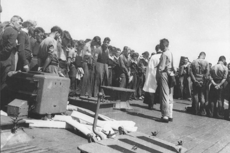 Burial at sea after the Battle of Kolombangara AAG 0025