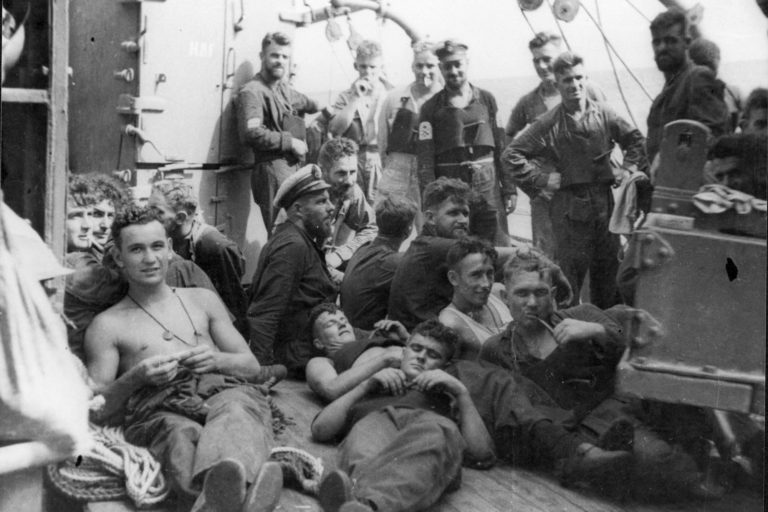 Leander's gun crew resting after the battle