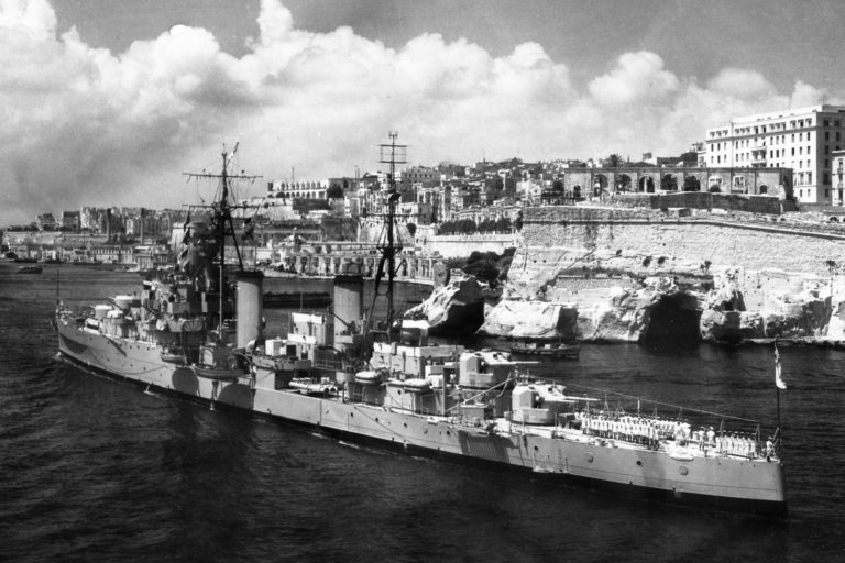HMS Black Prince entering Malta Harbour 1953