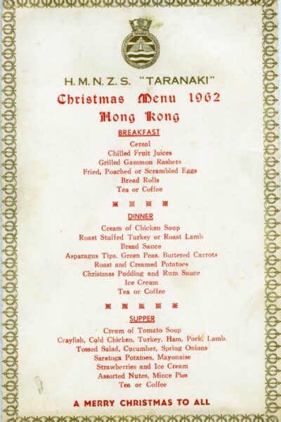 HMNZS Taranaki Christmas Menu 1962 EAE 0010