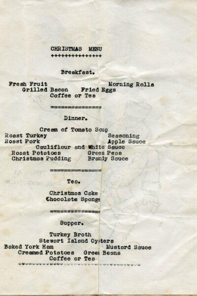 Christmas Menu HMNZS Hawea 1952 EAE 0022