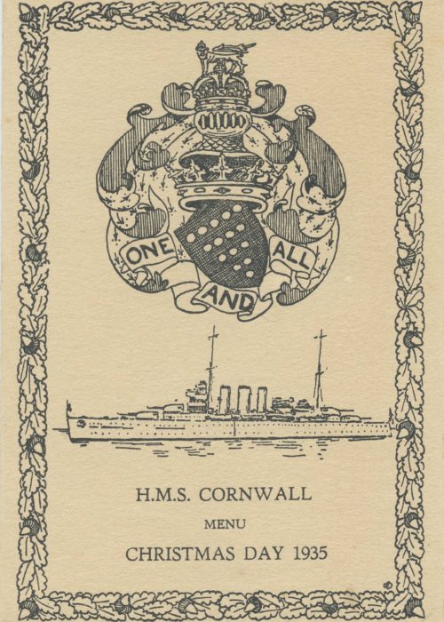 HMS Cornwall Christmas Menu 1935