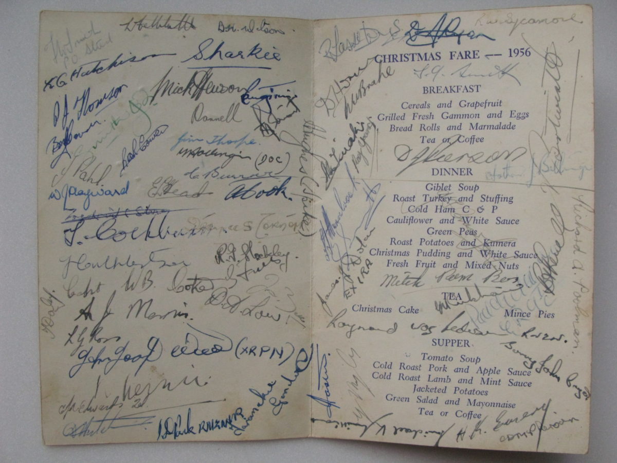 HMNZS Hawea Christmas Menu Antarctic 1956