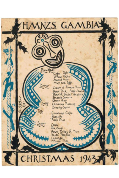 HMNZS Gambia Menu 1943