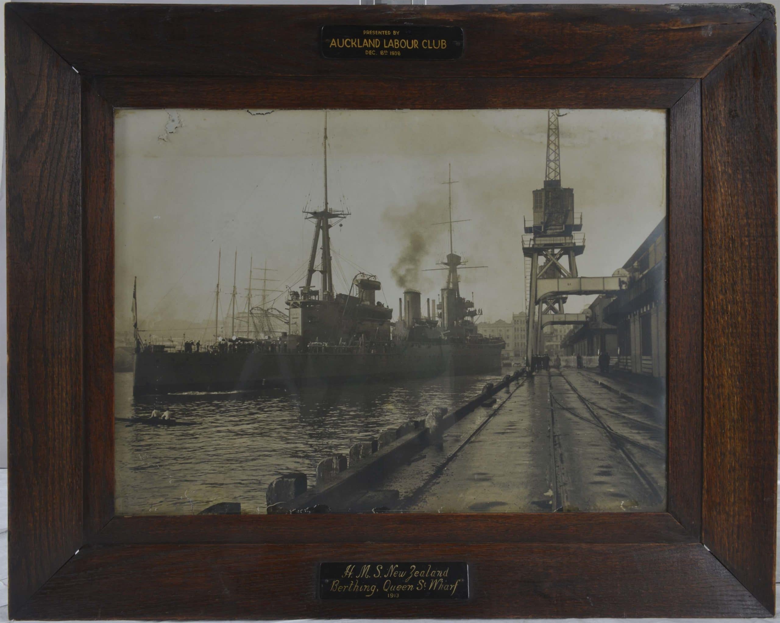 HMS-NZ-berthing Reproduction of photograph of HMS New Zealand, Auckland 1913