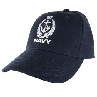 Navy Crest Cap - White
