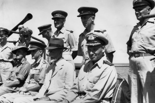 AUD 0122 Commander Peter Phipps at the signing of the Japanese surrender on USS Missouri.