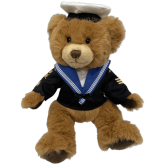 Teddy bear in blue sailor navy uniform