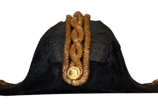 Cocked Hat. Royal Navy Commander's cocked hat, worn as part of dress uniform until 1940. Made by Gieves Ltd, UK.